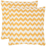 Safavieh - Set of 2 - Tealea Pillow Striped Chainstitch 22" Mustard Cotton Canvas Button Closure Fiberfill PIL102F-2222-SET2 683726676720