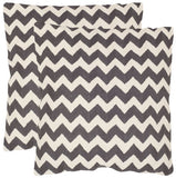 Safavieh - Set of 2 - Tealea Pillow Striped Chainstitch 22" Charcoal Cotton Canvas Button Closure Fiberfill PIL102G-2222-SET2 683726676799