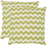 Safavieh - Set of 2 - Tealea Pillow Striped Chainstitch 22" Lime and Green Cotton Canvas Button Closure Fiberfill PIL102H-2222-SET2 683726676874