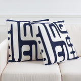 Safavieh Maize Pillow - Set of 2 Beige / Navy Cotton PIL162B-2424-SET2