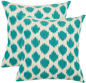 Safavieh Polka Dots  Pillow -Set Of 2 Aqua 100% Cotton PIL502A-2222-SET2