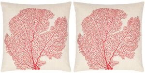 Safavieh Spice Fan Coral  Pillow -Set Of 2 Beach Red 30% Linen + 70% Cotton PIL829A-2222-SET2