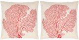 Safavieh Spice Fan Coral  Pillow -Set Of 2 Beach Red 30% Linen + 70% Cotton PIL829A-2222-SET2