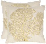 Safavieh Spice Fan Coral  Pillow -Set Of 2 Beach Lime 30% Linen + 70% Cotton PIL829B-2222-SET2