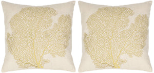 Safavieh Spice Fan Coral  Pillow -Set Of 2 Beach Lime 30% Linen + 70% Cotton PIL829B-2222-SET2