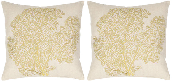 Safavieh Spice Fan Coral  Pillow -Set Of 2 Beach Lime 30% Linen + 70% Cotton PIL829B-2222-SET2