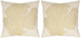 Safavieh Spice Fan Coral  Pillow -Set Of 2 Beach Lime 30% Linen + 70% Cotton PIL829B-2222-SET2