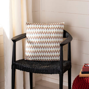 Amelia Decorative Pillow Set of 2 - Cheerful Zigzag Stripes in Light Blue, Red, and Yellow