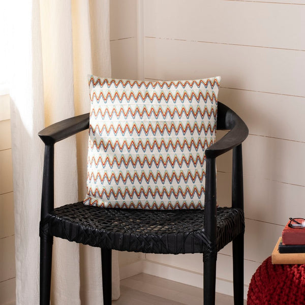 Amelia Decorative Pillow Set of 2 - Cheerful Zigzag Stripes in Light Blue, Red, and Yellow