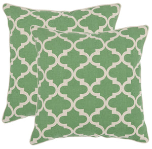 Safavieh Suzy  Pillow -Set Of 2 Green Cotton And Linen PIL927A-1818-SET2