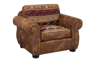 Porter Designs Hunter Wildlife Pattern Reversible to Leather-Look Transitional Chair Brown 01-33C-03-8020