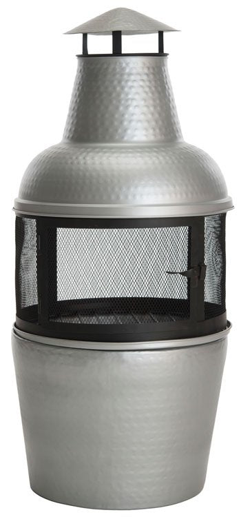 Safavieh Cartagena Chiminea Silver Black Hammered Iron PIT1001A 683726679585