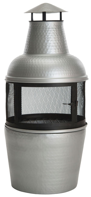 Safavieh Cartagena Chiminea Silver Black Hammered Iron PIT1001A 683726679585