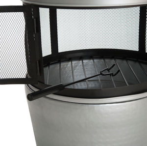 Safavieh Cartagena Chiminea Silver Black Hammered Iron PIT1001A 683726679585