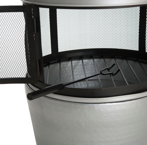 Safavieh Cartagena Chiminea Silver Black Hammered Iron PIT1001A 683726679585