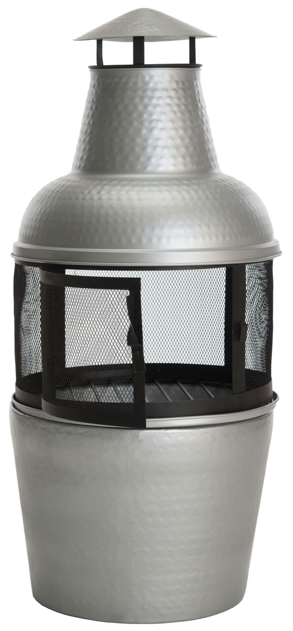 Safavieh Cartagena Chiminea Silver Black Hammered Iron PIT1001A 683726679585