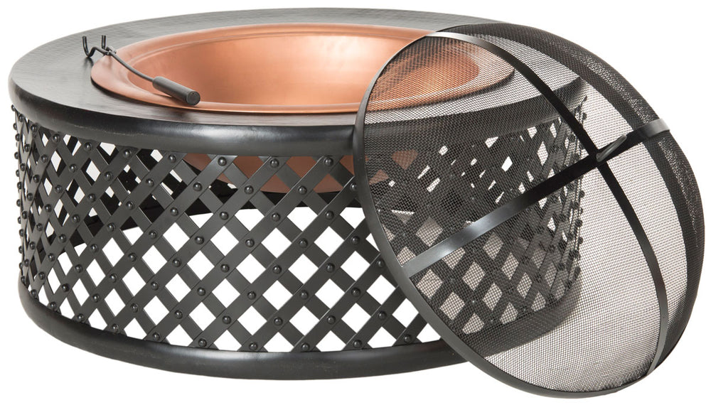 Safavieh Jamaica Fire Pit Copper Black Iron PIT1007A 683726682660