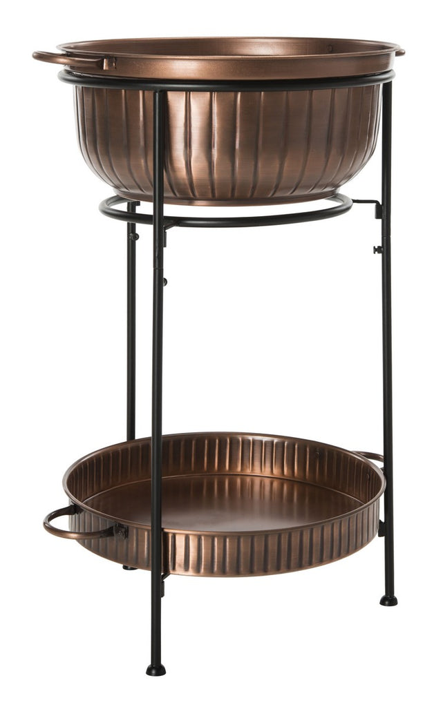 Safavieh Naka Beverage Tub with Stand Antique Copper Black Iron PIT2006A 889048270404