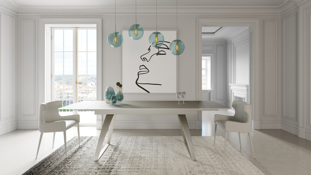 VIG Furniture Modrest Pittson - Modern Extendable Grey Glass Dining Table VGYFDT8852F-GRY-DT