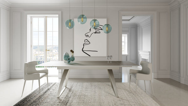 VIG Furniture Modrest Pittson - Modern Extendable Grey Glass Dining Table VGYFDT8852F-GRY-DT