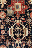 Pasargad Azerbaijan Collection Hand-Knotted Wool Area Rug , Navy PJFZ-56 8x10-PASARGAD