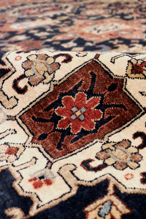 Pasargad Azerbaijan Collection Hand-Knotted Wool Area Rug , Navy PJFZ-56 8x10-PASARGAD