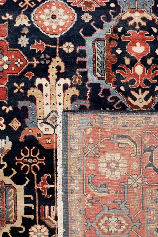 Pasargad Azerbaijan Collection Hand-Knotted Wool Area Rug , Navy PJFZ-56 8x10-PASARGAD