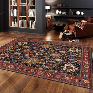 Pasargad Azerbaijan Collection Hand-Knotted Wool Area Rug , Navy PJFZ-56 9x12-PASARGAD