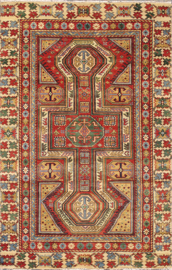 Pasargad Kazak Collection Hand-Knotted Wool Area Rug PJK-10A 5x8-PASARGAD