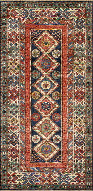 Pasargad Kazak Collection Hand-Knotted Wool Area Rug PJK-8A 4x8-PASARGAD