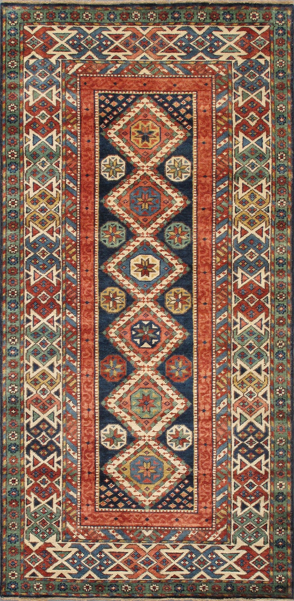 Pasargad Kazak Collection Hand-Knotted Wool Area Rug PJK-8A 4x8-PASARGAD