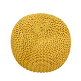 Pasargad Santorini Cotton Pouf, L. Gold  PJO-2131Y-PASARGAD