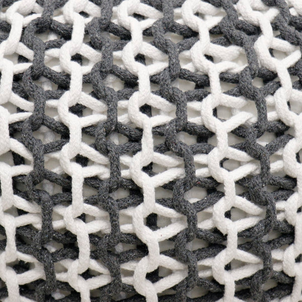 Pasargad Santorini Cotton Pouf, Ivory & Grey PJO-3951-PASARGAD