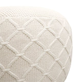 Pasargad Santorini Collection Cotton Pouf, Ivory PJO-5902W-PASARGAD