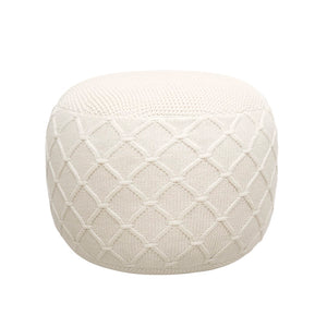 Pasargad Santorini Collection Cotton Pouf, Ivory PJO-5902W-PASARGAD