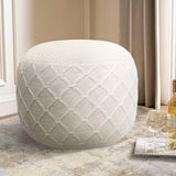 Pasargad Santorini Collection Cotton Pouf, Ivory PJO-5902W-PASARGAD