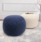 Pasargad Santorini Collection Cotton Pouf, Ivory PJO-5902W-PASARGAD