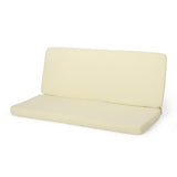 Coesse Outdoor Water Resistant Fabric Loveseat Cushions, Cream Noble House