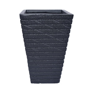 Jude Outdoor Modern Tapered Channel Square Garden Urn Planter, Black Noble House