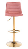 Zuo Modern Prima 100% Polyester, Plywood, Steel Modern Commercial Grade Barstool Pink, Gold 100% Polyester, Plywood, Steel