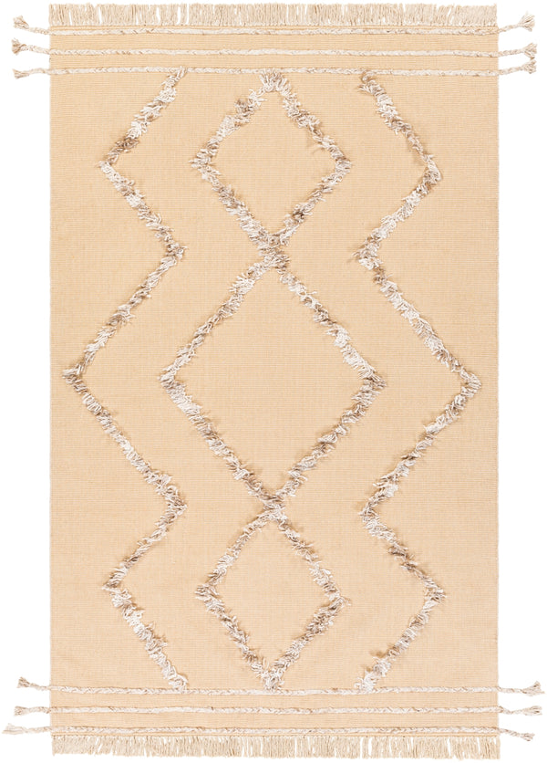 Palo Alto PLA-2302 Global Cotton, Polyester Rug PLA2302-8612 Wheat, White, Camel, Khaki, Beige, Dark Brown 60% Cotton, 40% Polyester 8'6" x 12'