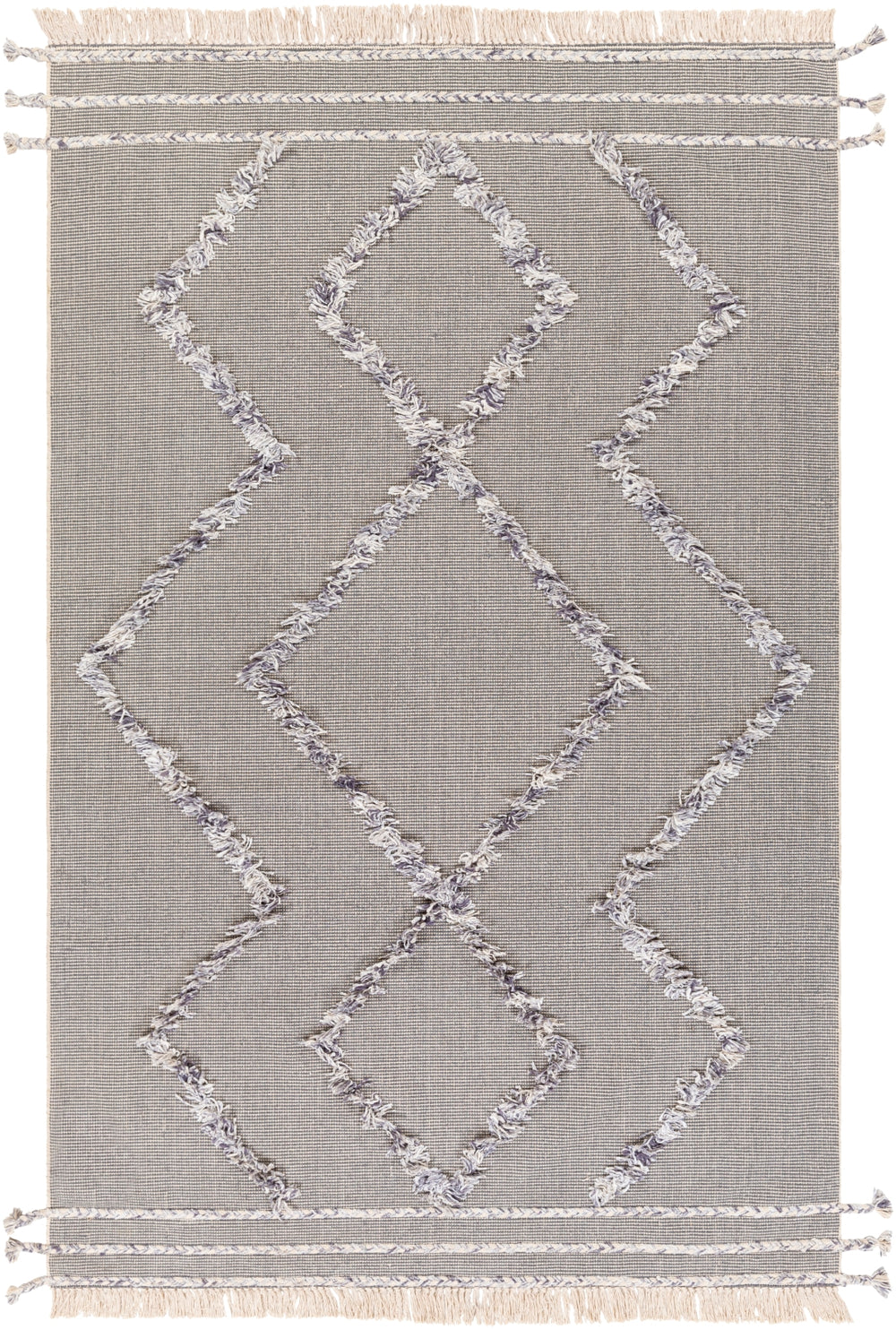 Palo Alto PLA-2303 Global Cotton, Polyester Rug PLA2303-8612 Denim, White, Charcoal, Light Gray, Beige 60% Cotton, 40% Polyester 8'6" x 12'
