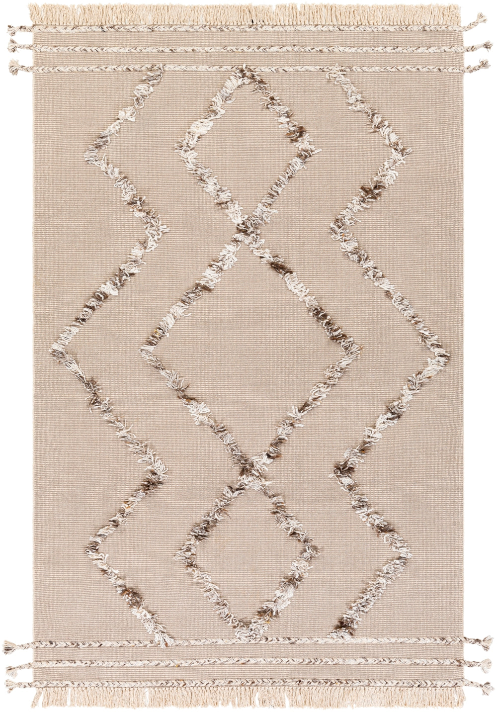 Palo Alto PLA-2304 Global Cotton, Polyester Rug PLA2304-8612 Taupe, Camel, Dark Brown, White, Beige 60% Cotton, 40% Polyester 8'6" x 12'