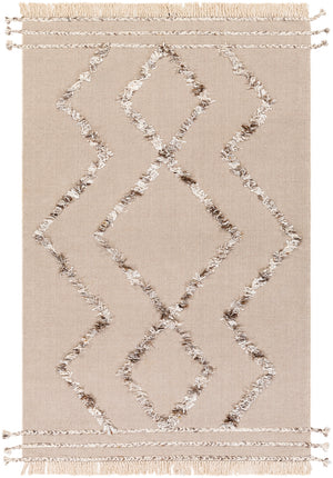 Palo Alto PLA-2304 Global Cotton, Polyester Rug PLA2304-8612 Taupe, Camel, Dark Brown, White, Beige 60% Cotton, 40% Polyester 8'6" x 12'