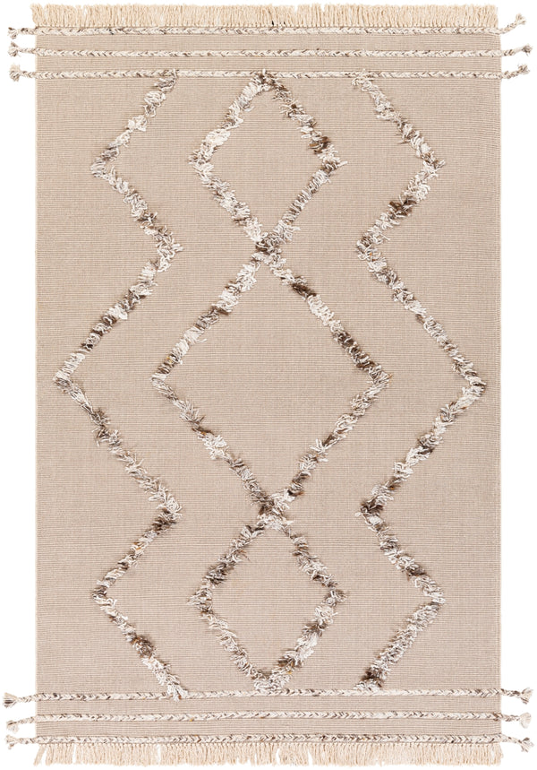 Palo Alto PLA-2304 Global Cotton, Polyester Rug PLA2304-8612 Taupe, Camel, Dark Brown, White, Beige 60% Cotton, 40% Polyester 8'6" x 12'
