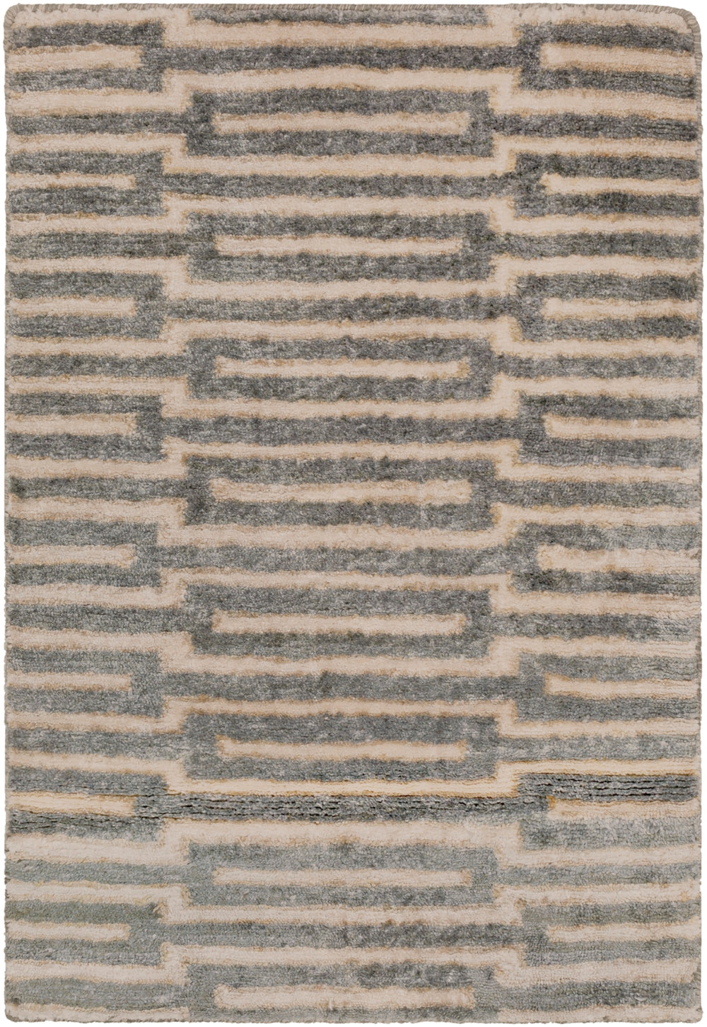 Platinum PLAT-9000 Modern Viscose Rug PLAT9000-913 Dark Brown, Khaki, Wheat 100% Viscose 9' x 13'