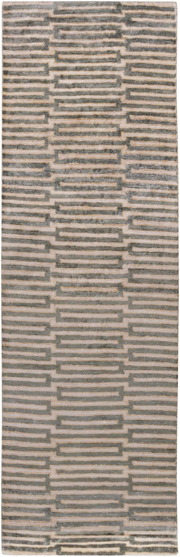 Platinum PLAT-9000 Modern Viscose Rug PLAT9000-268 Dark Brown, Khaki, Wheat 100% Viscose 2'6" x 8'
