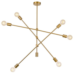 Pasargad Modern Gold Sputnik Chandelier Lights Brass Plating Will add a Stylish Look While complementing Your Room to Create The Perfect Atmosphere PLH7050-6-PASARGAD