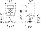 Zuo Modern Boutique 100% Polyurethane, Plywood, Steel, Nylon, Aluminum Alloy Modern Commercial Grade Office Chair White, Silver 100% Polyurethane, Plywood, Steel, Nylon, Aluminum Alloy