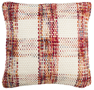 Woven Plaid Throw Pillow - Handloom Wool, Cozy Comfort with Hidden Zipper for Effortless Care